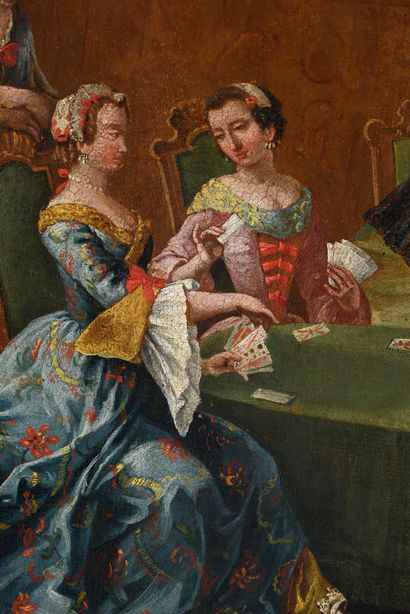 École VÉNITIENNE du XVIIIe siècle, suiveur de Pietro Longhi 
Partie de cartes dans...