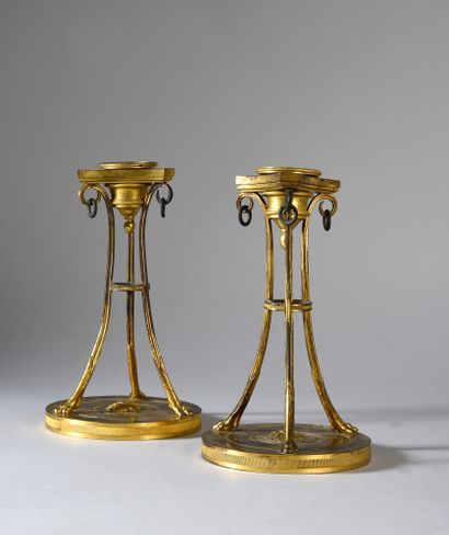 Pair of Athenian torches in chased and gilt...