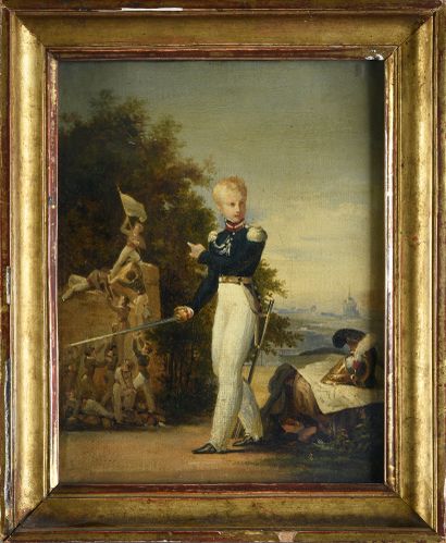 ATTRIBUÉ À HORACE VERNET (1789 - 1863) 
Portrait présumé du jeune Duc de Nemours...