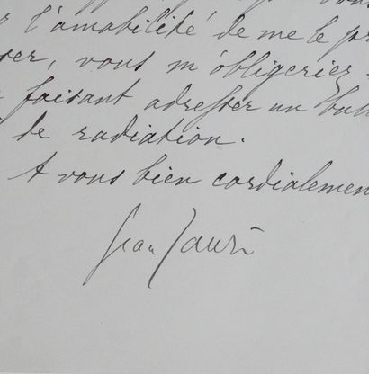 JAURÈS, Jean. L.A.S. Paris], January 10, 1908. 1 p. in-8. Heading "Chambre des députés"....