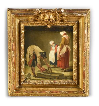 Pierre Antoine DEMACHY (1723- 1807) 
Étude de trois personnages.
Papier marouflé...