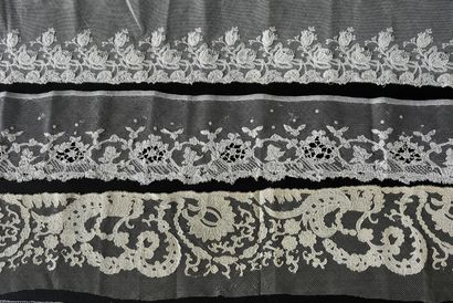 null Six lace borders, Carrickmacross, end of the 19th century.
Three with typical...