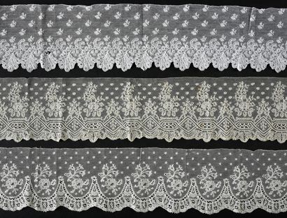 null Three Malines lace borders, spindles, 2nd half of the 19th century.
Two with...