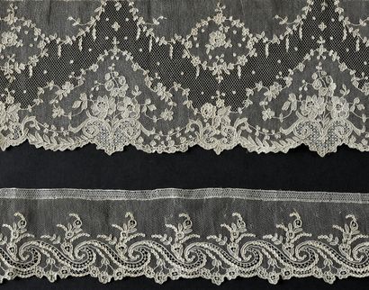 null Four borders in Alençon lace, needlework, 3rd quarter of the 19th century.
A...