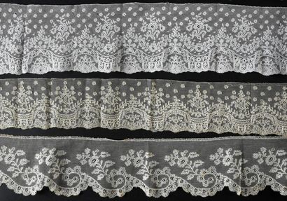 null Five borders in Malines lace, bobbins, 2nd half of the 19th century.
With floral...