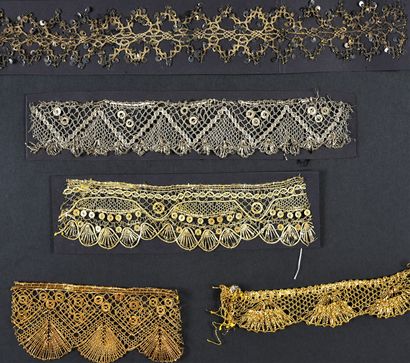 null Presentation booklet and documents in metallic bobbin lace, Erzgebirge, 19th...