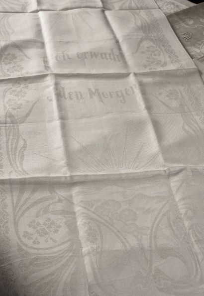 null Twenty new long tea towels in damask, circa 1900.
With beautiful and varied...