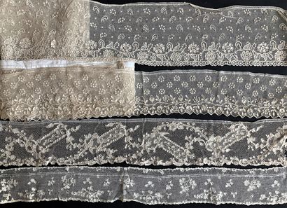 null Alençon and Argentan lace, needlework, 18th and 19th century.
Three pieces of...