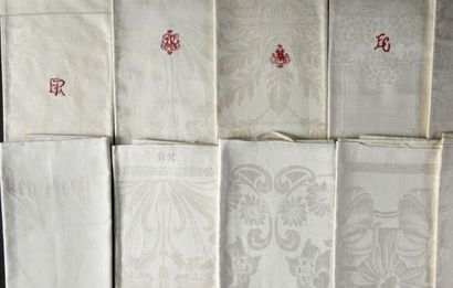 null Twenty new long tea towels in damask, circa 1900.
With beautiful and varied...