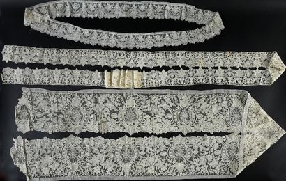 null Three lace borders, needle and spindles, Belgium, end of the 19th century.
A...