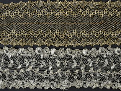 null Metallic and silk lace borders and documents, spindles, France, 19th century.
Of...