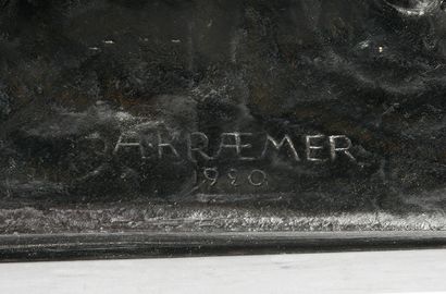 Albert KRAEMER (1889-1930) Bison d'Amérique du Nord. Bronze à patine noire, signé...