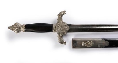 null Royal Forestry School dagger, horn fuse, pommel decorated with wolf heads, two...