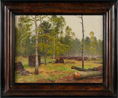 Georges Frédéric ROTIG (1873 - 1961) 
Etude de paysage de la forêt de Fontainebleau.
Huile...