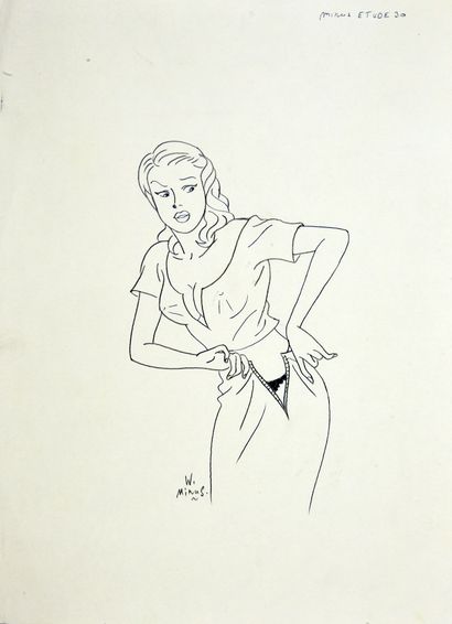 MINUS, Walter (1958) SARAH.
Drawing from the book Noire Séduction published by le...