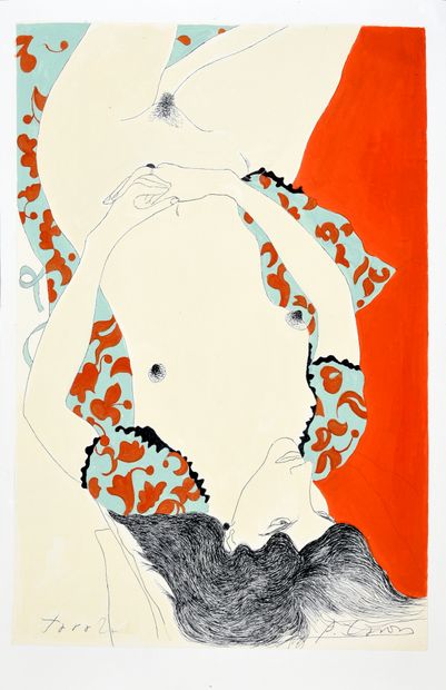 CARON, PHILIPPE (1942) Tara au kimono
Crayon, encre, gouache sur papier.
Dimensions:...