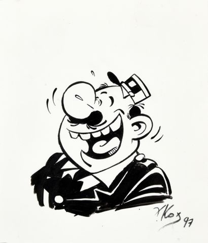 KOX, Daniel (1952) AGENT 212. Illustration showing Agent 212 laughing. India ink...