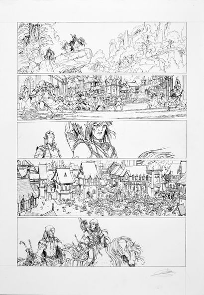 BILEAU, Stéphane (1979) Elves. Pencil and ink on paper for this reference comic book...