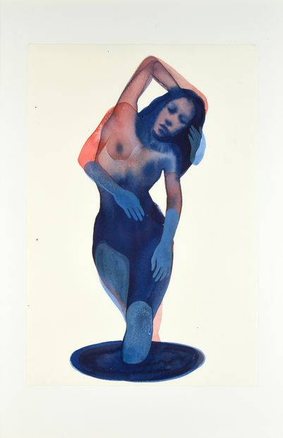 CAZO, Magali (1979) Nu féminin. Encre acrylique sur papier aquarelle. Dimensions:...