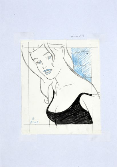 MINUS, Walter (1958) LES JOLIES BLONDES DE WALTER MINUS.
Crayon de couleur et mine...