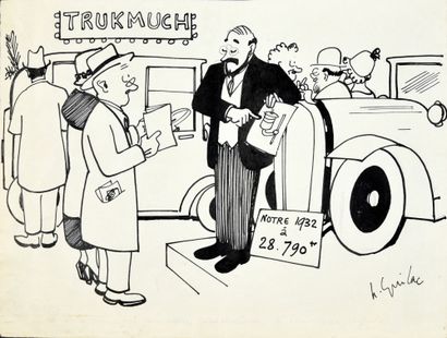 GUILLAC Henri (1888-1953) Trukmuch. Votre 1932 à 28.790 francs.
Encre de Chine pour...