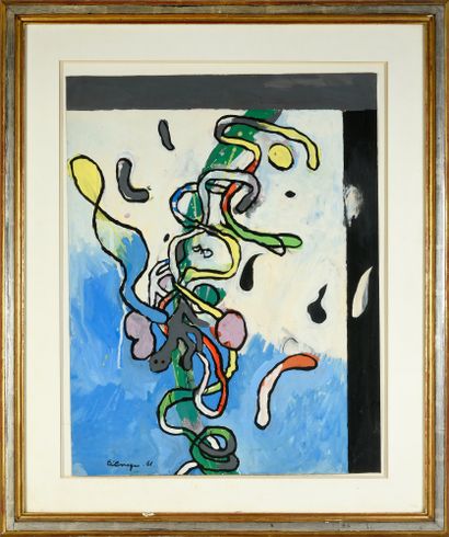 Hervé Télémaque (né en 1937) 
Untitled, 1961
Oil on paper
61 x 77 cm.
Signed and...