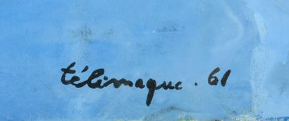 Hervé Télémaque (né en 1937) 
Untitled, 1961
Oil on paper
61 x 77 cm.
Signed and...