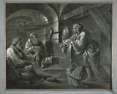 École FRANÇAISE de la fin du XVIIIe siècle Saint Pierre et saint Paul emprisonnés...