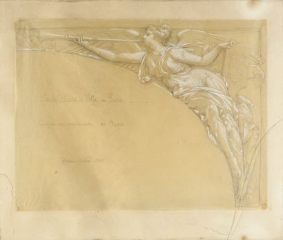Joseph Félon (1818-1897) Etude préparatoire pour une renommée, en bas-relief, pour...