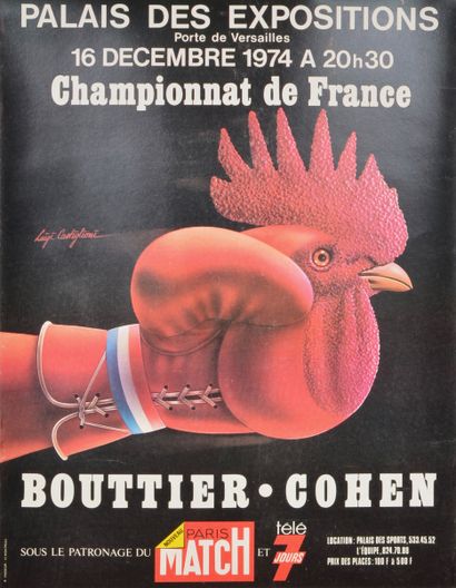 null Affiche du Championnat de France des poids moyens entre Jean Claude Bouttier...