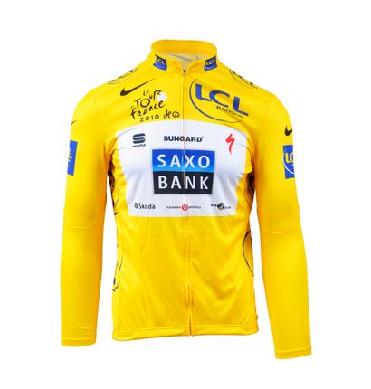 null Fabian Cancellara. Yellow leader's jersey worn with Team Saxo Bank in the 2010...