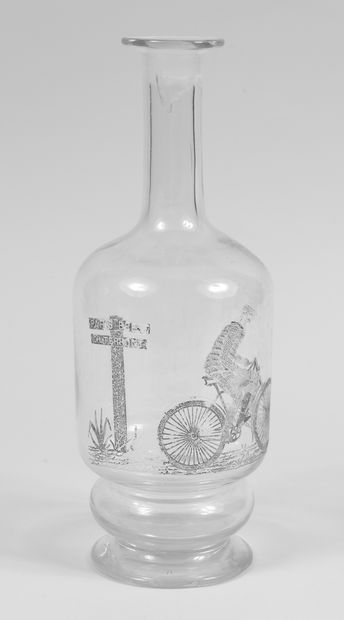 null Glass decanter commemorating the victory of Charles Terront in the 1st Paris-Brest-Paris...