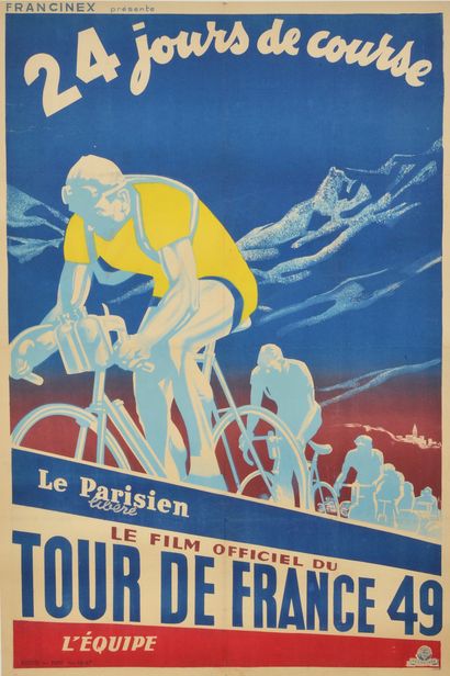 null Affiche du Tour de France 1949 pour le film. «24 jours de Course». Tour remporté...