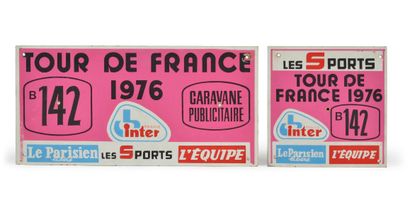 null Set of 2 vehicle plates of the advertising caravan on the Tour de France 1976...