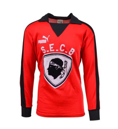 null Pierrick Hiard. SEC Bastia red goalkeeper jersey n°1 worn against Dinamo Tbilissi...