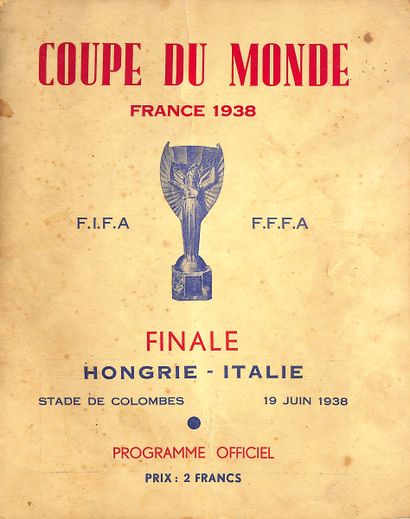 null Programme officiel de la finale de la Coupe du Monde 1938 entre la Hongrie et...