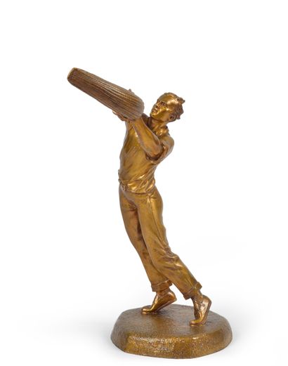 null Bronze sculpture on marble base. "The Pelota Player". Circa 1920. Signed Risch...