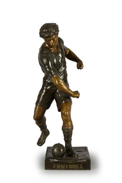null Sculpture in regule. "The Football". Circa 1900 signed Emile Louis Picault (1833-1915)....