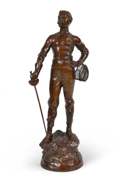 null Bronze sculpture. "The Fencer". Circa 1910. Signed Xavier Raphanel. (1876-1957)....