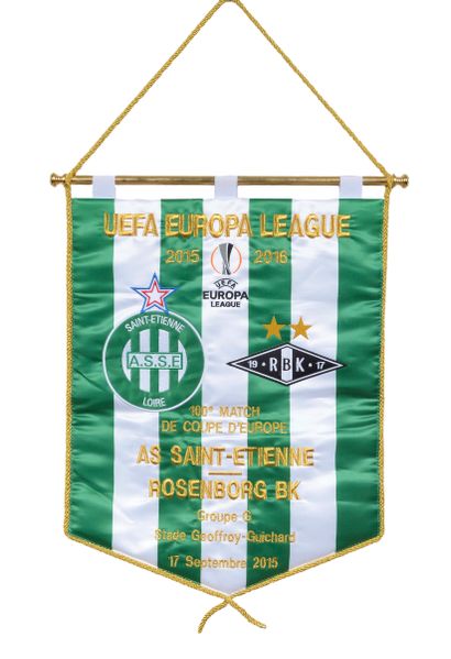 null Official pennant of AS Saint-Étienne's 100th European Cup match. Europa League...