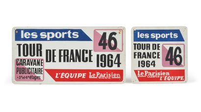 null Set of 2 vehicle plates of the advertising caravan on the Tour de France 1964...