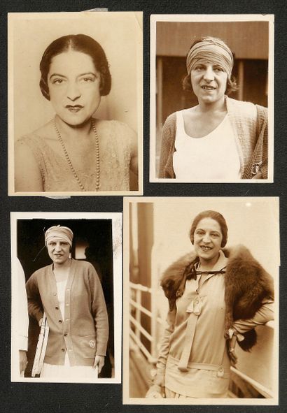 null Ensemble de 14 photos de presse de Suzanne Lenglen dans les années 20. Tirages...