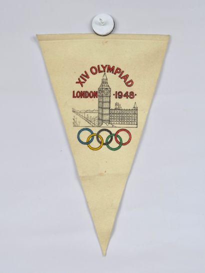 null Fanion des Jeux Olympiques de Londres 1948, offert à Alain Mimoun médaille d'argent...