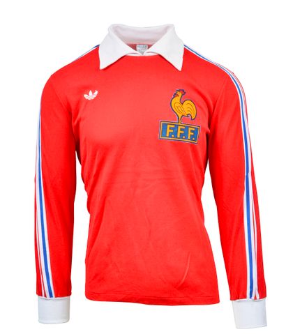 null Jersey n°1 of the French youth team goalkeeper worn during the 1979 international...