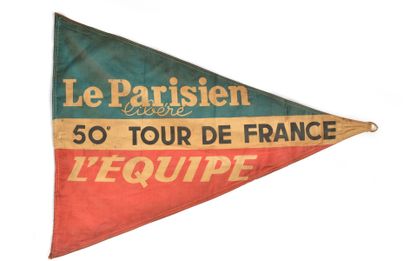 null Official car pennant of the Tour de France 1963 won by Jacques Anquetil, 4th...