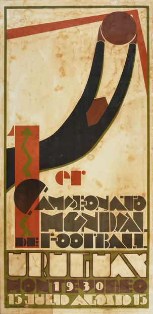 null Promotional poster for the first World Cup in 1930, organized in Uruguay. Design...