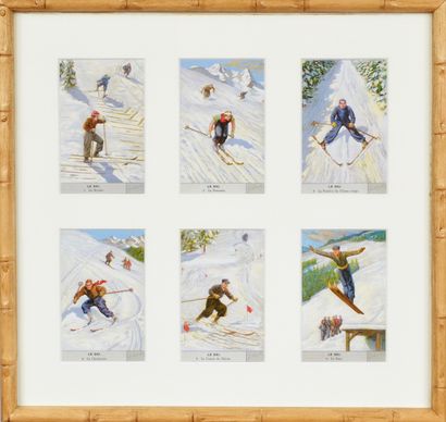 null Set of 12 Liebig chromos. 6 from the mountaineering series (13/26) from 1936...