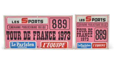 null Set of 2 vehicle plates of the publicity caravan on the Tour de France 1973...