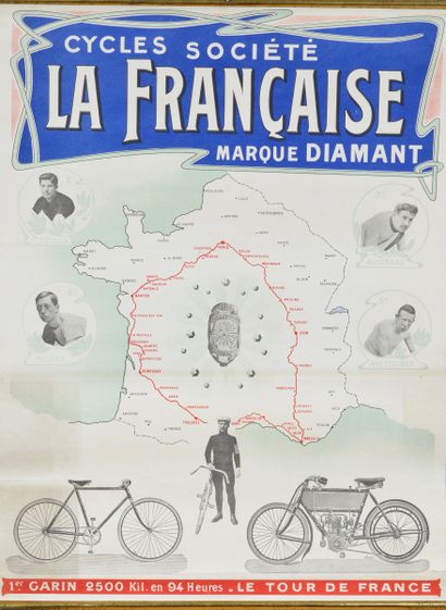 ANONYME. Cycles poster. "Société La Française marque Diamant". Printed by Revon-Paris.
Condition:...
