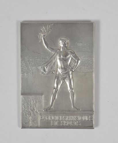 null Silver plate. "Physical exercises and sports". By F. Vernon. In silver weight...